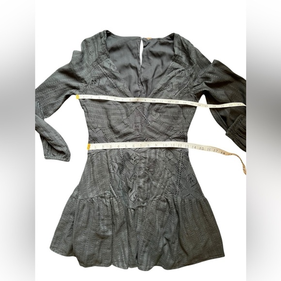 FREE PEOPLE DRESS Womens PATCHWORK OF MY DREAMS MINI Boho Pockets Lace Crochet S - Picture 11 of 16